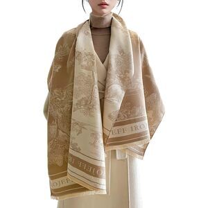 5729 Warm Scarf Cashmere Shawl Women Artistic Landscape Painting Reversible